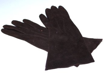 Fine Dark Brown Leather Ladies Dress Gloves By Buckingham, NYC Size 7