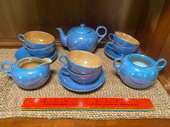 RS Japan Lusterware Tea Set For 6 Orange And Blue