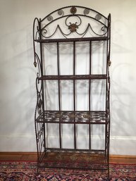 Very Ornate Wrought Iron FOLDING Shelf / Etagere - Folds 3' Flat - Nice Display Piece Great For Shows