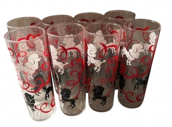 Set Of 8 Vintage Tall French Poodle Glasses