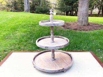 A Large Rustic Three Tiered Serving Stand - Perfect For That Farm Wedding!