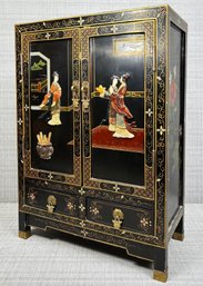 A Vintage (Mid 20th Century Export) Chinese Inlaid Mother Of Pearl Console Or Bar Cabinet