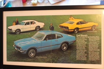 15x25 Framed 1972 Ford Maverick Ad
