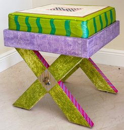 A Whimsical Custom Painted Vanity Seat