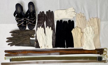 Ladies Vintage Accessories Lot - Gloves, Belts And A Pair Of Shoes