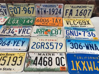 Lot 1 - Instant License Plate Collection - Mancave / Garage Decor - 20 Plates - MANY DIFFERENT STATES !