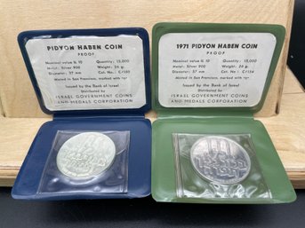 Pair Of 1970-71 'pedin Haben' 0.900 Silver Israel Medals/coins. 26 Grams Each.