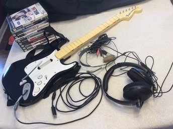 Assorted Video Game Collection - Games And Accessories - Rock Band Fender Guitar & More - K  -