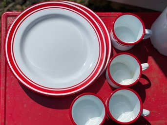 Vtg Porcelain Plate & Cup Set Of