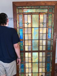 Fabulous Antique Leaded Stained Glass Window - 6-1/2' FEET TALL - Its The Largerst Window We Have - WOW !