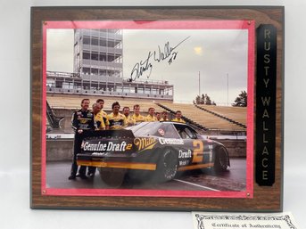Rusty Wallace  Signed Wall Plaque  W/COA. 13'X10'