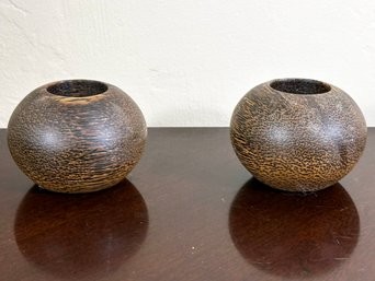 Carved Exotic Hardwood Votive Holders