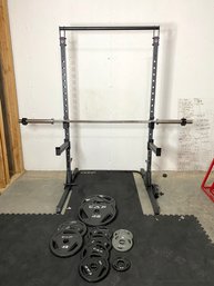Fitness Reality Weight Rack For Squats & Benchpress With 45lb Bar & 190lbs Of Plates