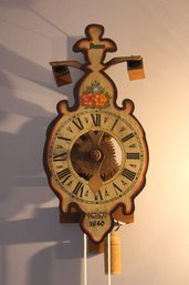 Wood Gear Clock W Stone Weight