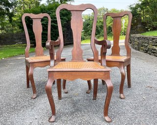 A Trio Of Vintage Cane Seated Mahogany Chairs