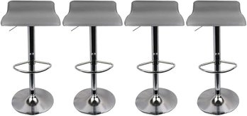 Modern Adjustable PU Leather Swivel Bar Stools With Chrome Base- Set Of 4