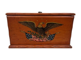 American Eagle And Flag Adorned On Vintage Wood Box
