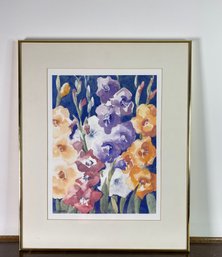 Original Floral Still Life Watercolor Framed Behind Glass - Artist Signed DENAE