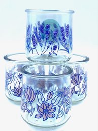 Vintage Pink & Blue Floral Jar Style Juice Glasses