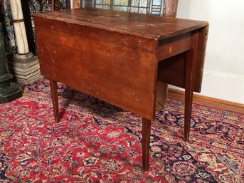 Wonderful Country Antique (1840-1860) Pine Double Drop Leaf Table - Loads Of Rustic Charm And Appeal -