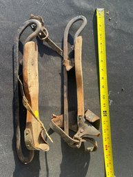 A PAIR OF ANTIQUE ICE SKATES, 12' LONG