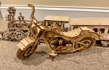 WOODEN CITY Scale HARLEY Cruiser And Train