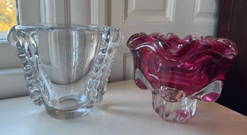 Pair Of HEAVY Decorative Pieces - Mid Century Deep Candy Bowl & Art Deco Vase