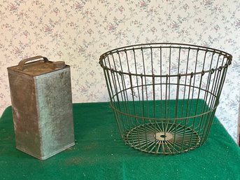 Wire Fruit Basket And Tin