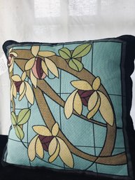 Rennie & Rose Pillow - Flowers & Vines, Aqua Spray Colorway