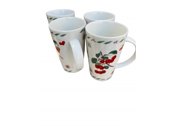 Set 4 Kent Pottery Cherry Pattern Coffee Mugs