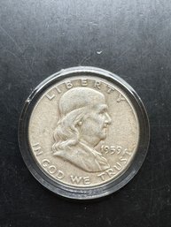 1959 Benjamin Franklin Silver Half Dollar