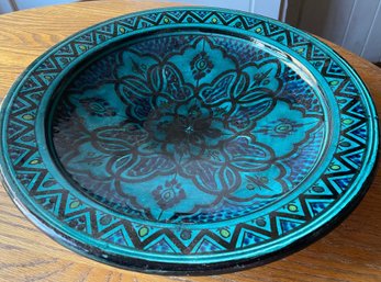 Large 14' Diameter Middle Eastern Glazed Terracotta Bowl