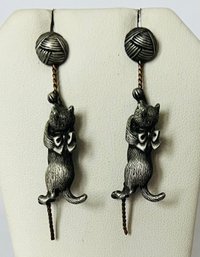 SIGNED JJ CATS PLAYING WITH BALLS OF YARN EARRINGS