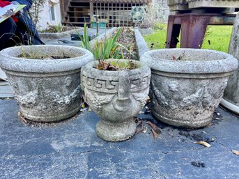 Three Outdoor Cement Planters