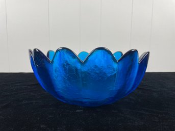 Blenko Glass Blue Lotus Bowl