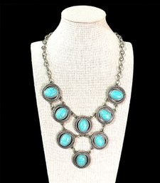 Large Southwestern Turquoise Color Statement Necklace