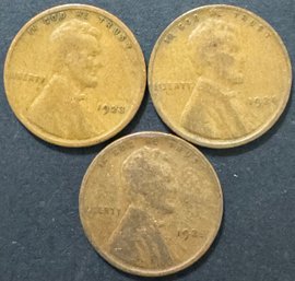 3 Wheat Pennies 1923, 1924, 1925