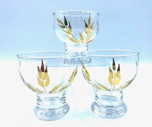 Vintage Trio Of Swedish Modern Gold Leaf Wheat Design