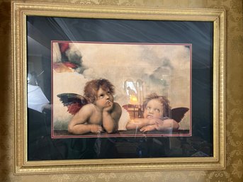 Raphael Sistine Chapel Angels Print In A Gold Frame