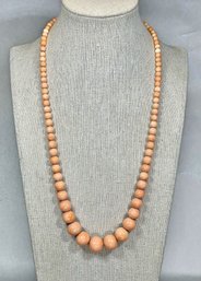 Early Victorian 14K Gold And Genuine Coral Graduated Beaded Necklace Ca. 1860