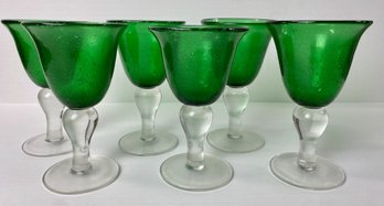 Green Glass Goblets (6)