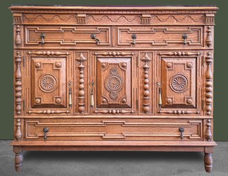 An Early 20th Century Oak Elizabethan Style Cabinet By John Miller & Co New York