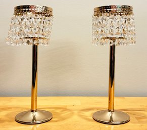 A Pair Of Brass And Beaded Candle Sconces