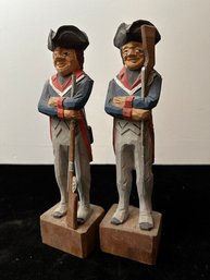 Wooden Hand Carved Colonial Soldiers Lot 2