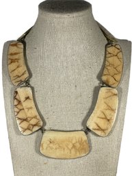 Contemporary Bone Inlay Brass Necklace