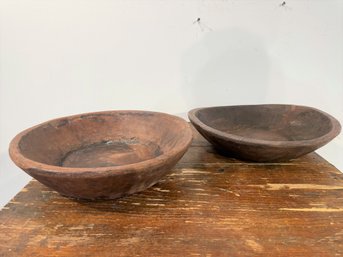 Lot Of Two Hand Carved Wooden Parat Bowls