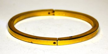 Fine Signed TRIFARI Crown Marking Gold Tone Hinged Bangle Bracelet