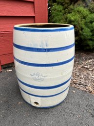 Antique Robinson Ransbottom Cobalt Striped Stoneware 4 Gallon Crock Drink Dispenser