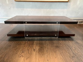 A Modern Horizontal Plank Cocktail Table - Acrylic Side Panels