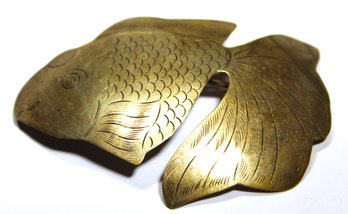 Large Gold Fish Silver Plated Hair Barrette Indonesian